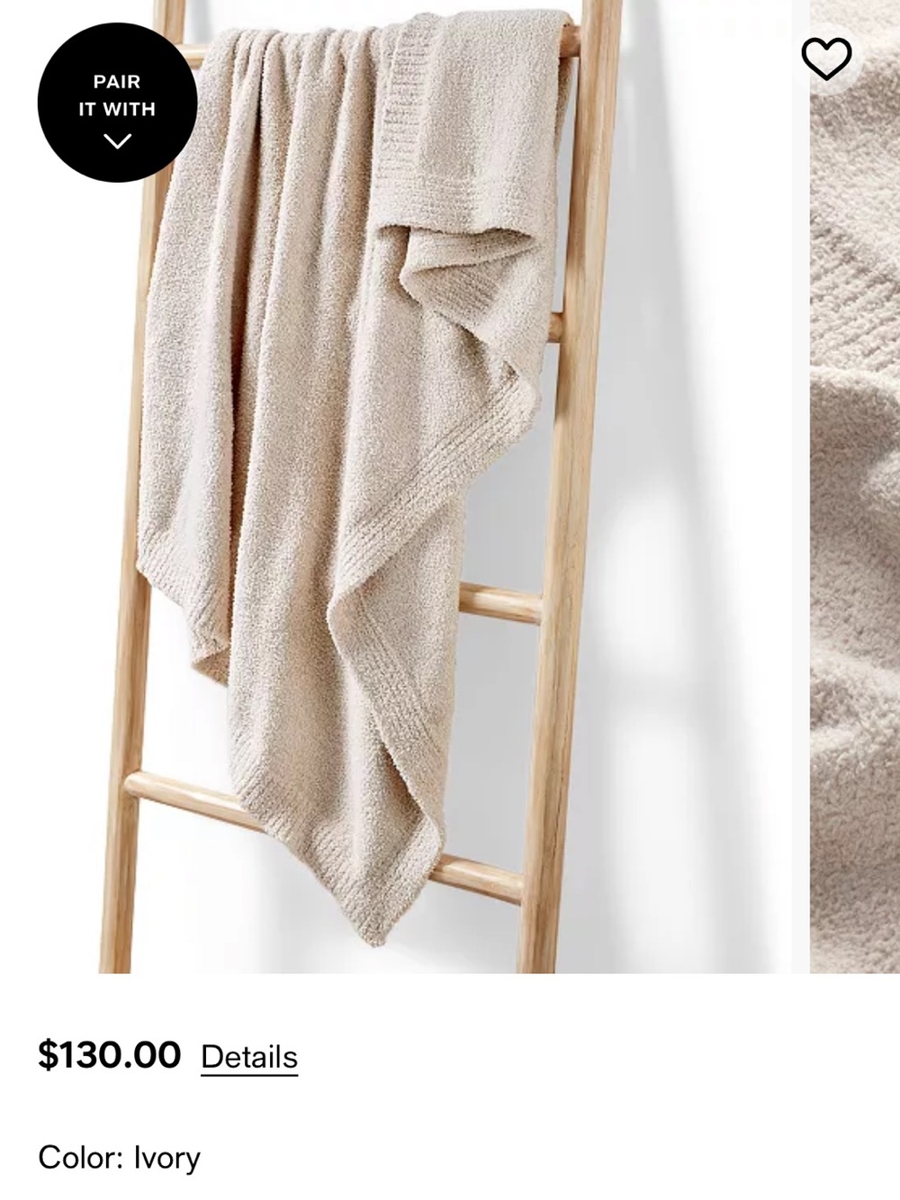 Hotel Collection Ivory Plush Throw Blanket